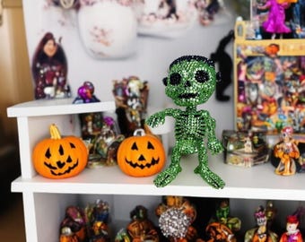 Green Rhinestone Frankenstein Skeleton