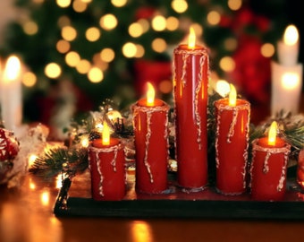 Red and Gold LED Flameless Candle Set