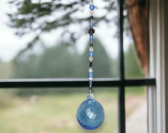 Blue Beaded Glass Friendship Ball