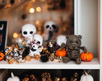 Brown Rhinestone Teddy Bear Skeleton