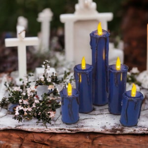 Blue LED Flameless Candle Set