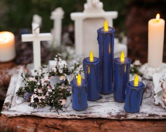 Blue LED Flameless Candle Set