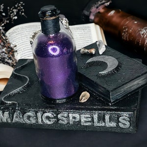 Magic Spell Book Centerpiece with Potion bottle and LED candle