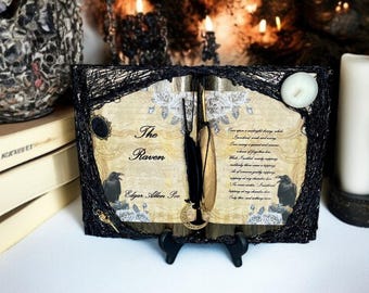 The Raven Edgar Allen Poe Themed Open Spell Book