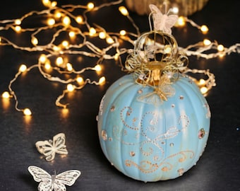 Gold and Turquoise Cinderella Pumpkin