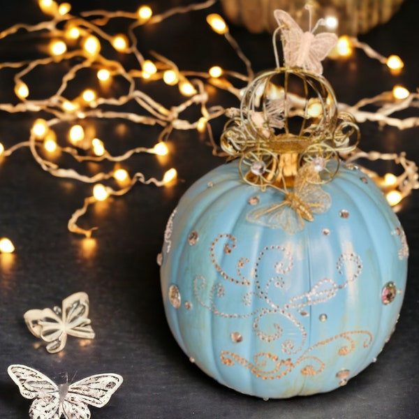 Gold and Turquoise Cinderella Pumpkin