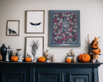 Framed Resin Bat with Tri-Colored Moss
