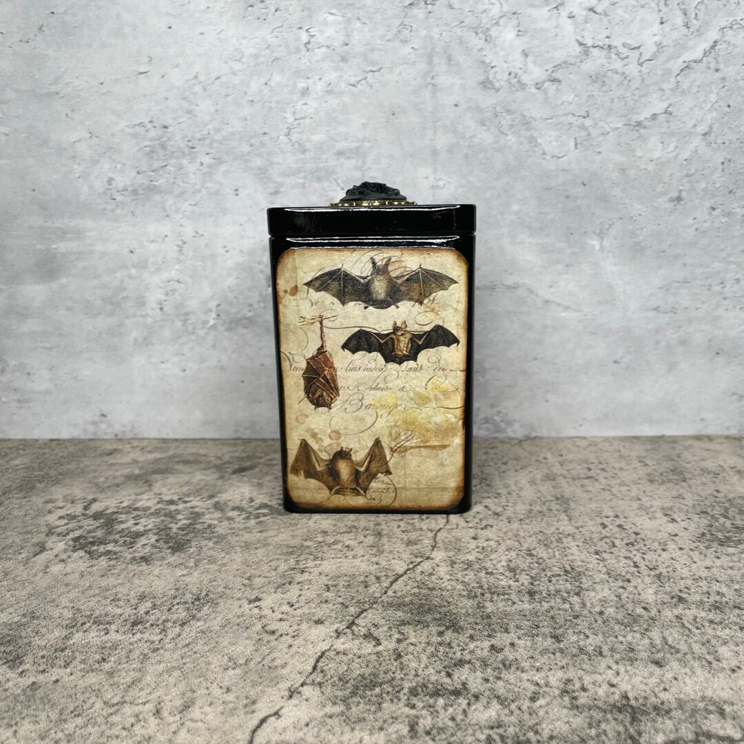 Black Bat Decorative Tea Tin/storage Tin Etsy