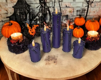 Purple LED Flameless Candle Set