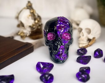 Purple Crystal Embellished Black Skull Party Decoration