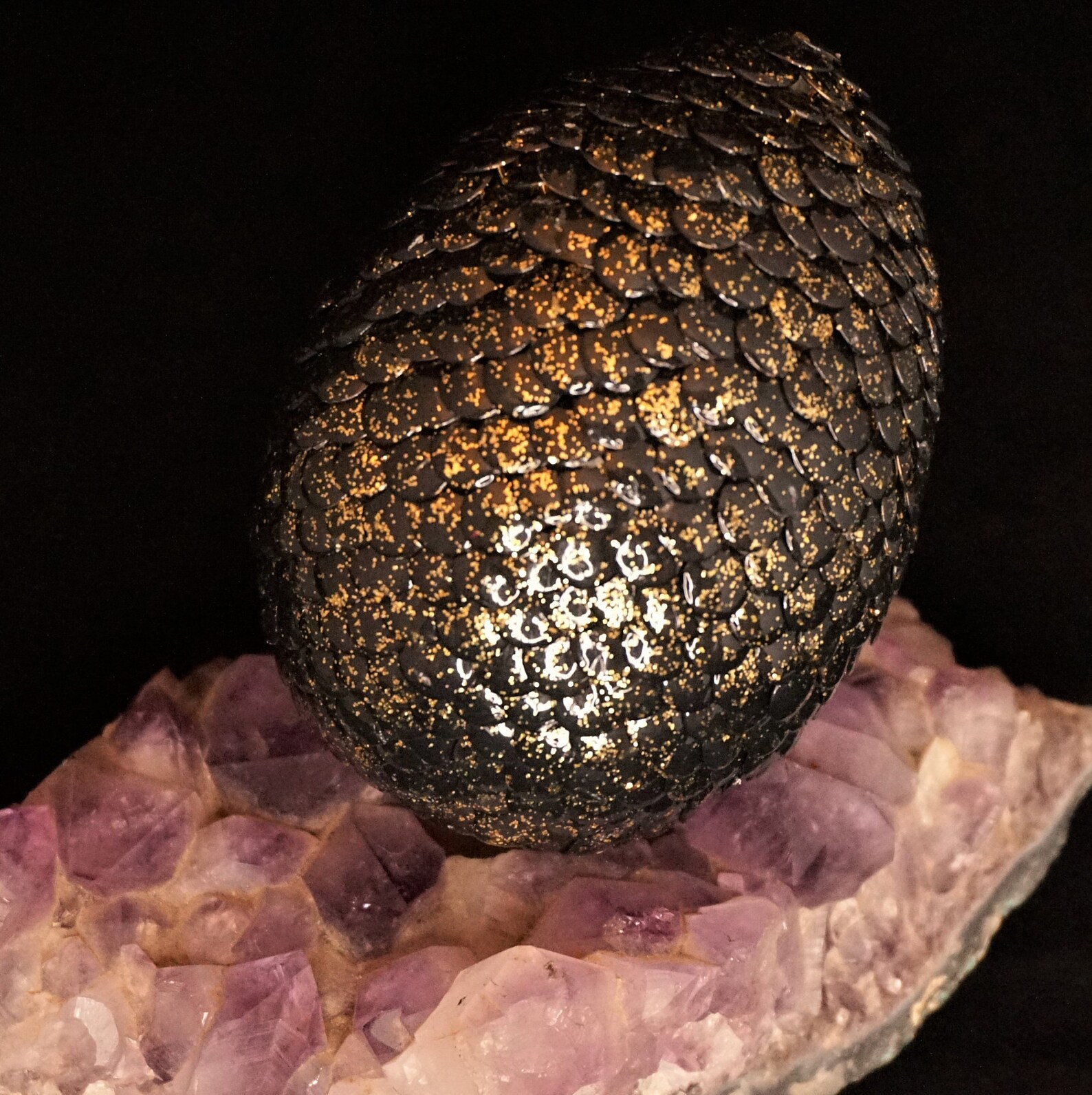 Black Dragon Egg Collectible With Hand Painted Metallic Finish Etsy