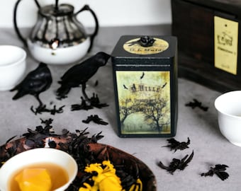 Black Raven Decorative Tea Tin/Storage Tin