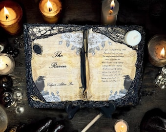The Raven Edgar Allen Poe Themed Open Spell Book