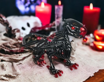 Red Foil Leaf Black Griffin Skeleton