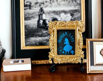 Blue Alice in Wonderland Gold Frame