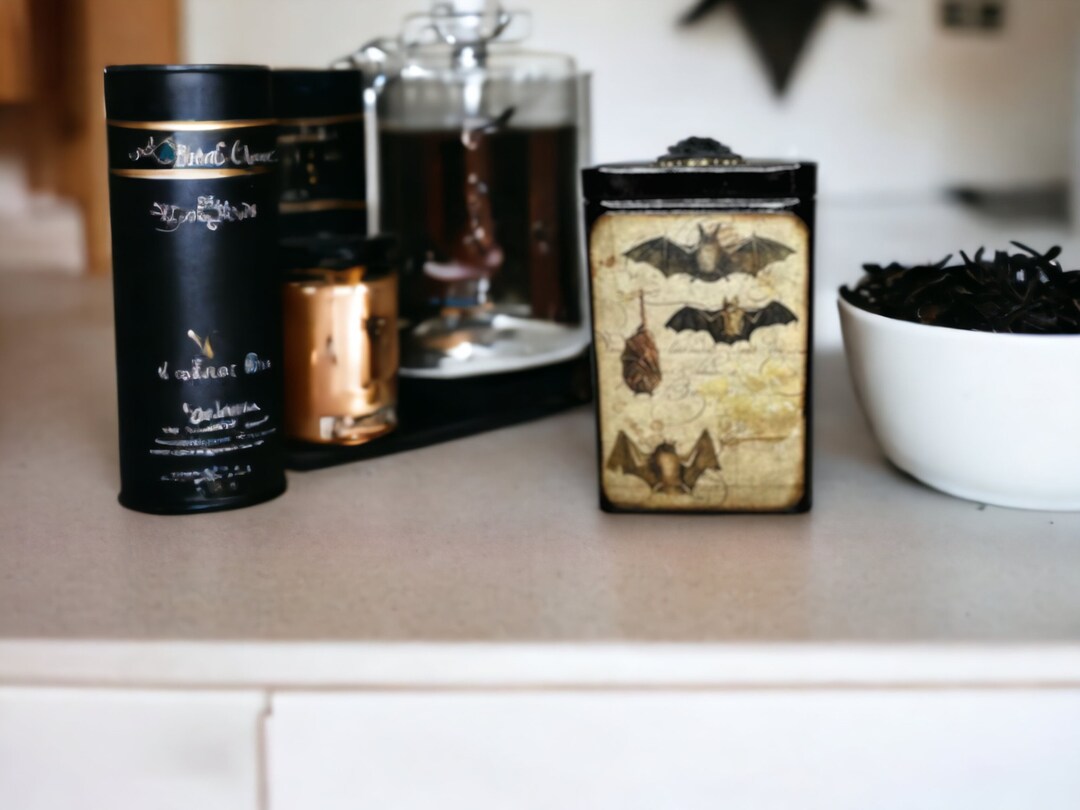 Black Bat Decorative Tea Tin/storage Tin Etsy