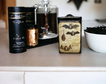 Black Bat Decorative Tea Tin/Storage Tin