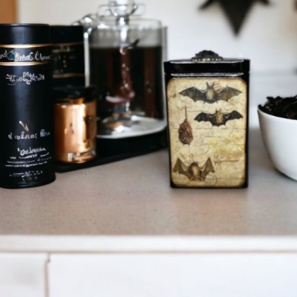 Black Bat Decorative Tea Tin/Storage Tin