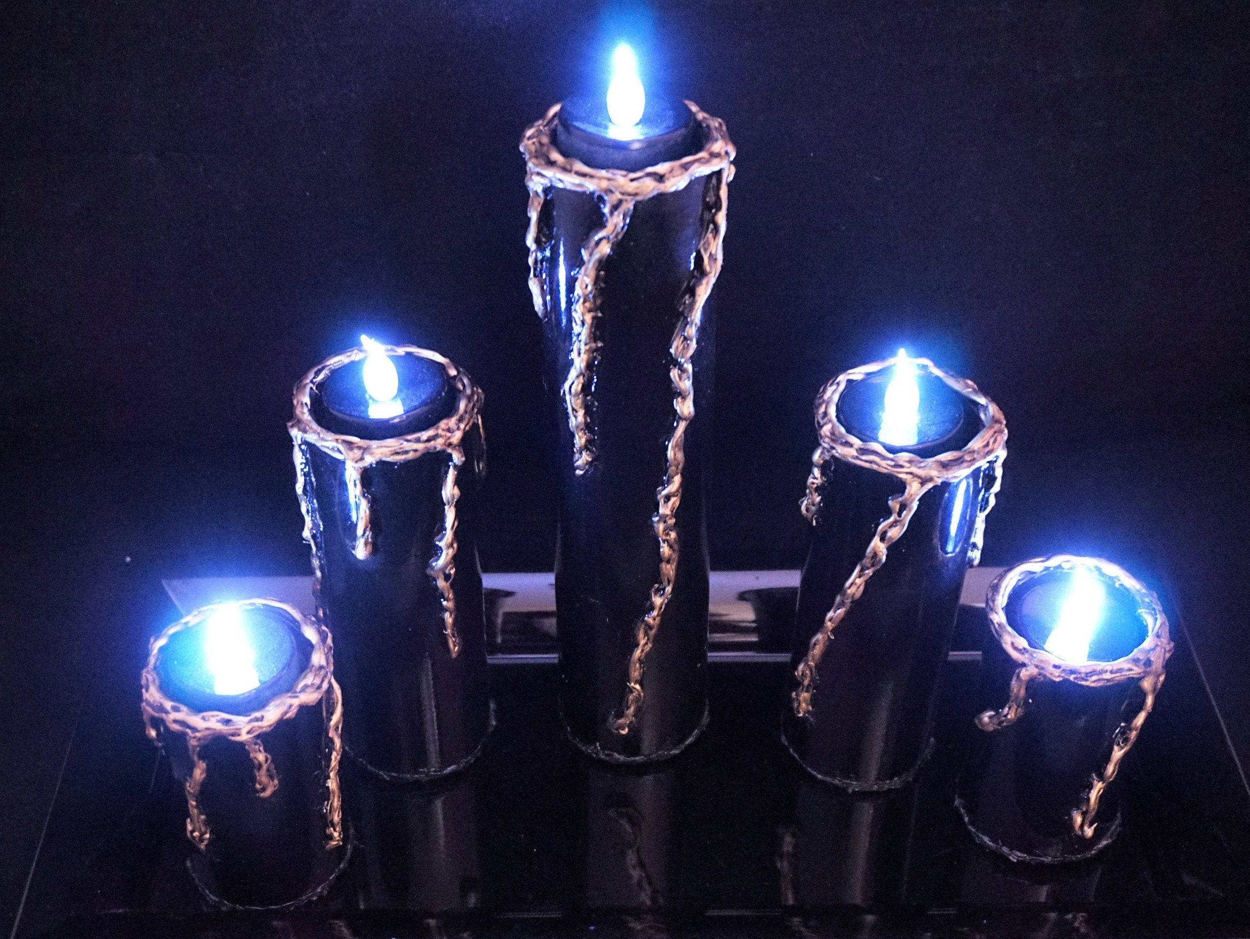 Black and Gold LED Flameless Candle Set//Electronic Etsy