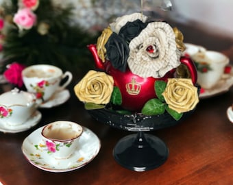 Red Teapot Alice in Wonderland Centerpiece