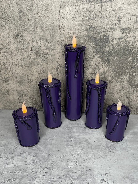 Purple LED Flameless Candle Set Etsy Australia