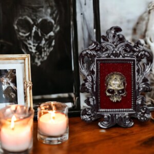 Gold Skull in Black Ornate Frame