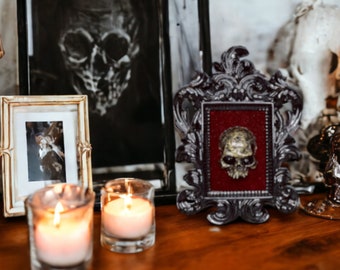 Gold Skull in Black Ornate Frame