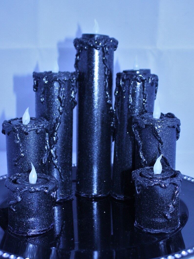 Black LED Flameless Candle Set Etsy