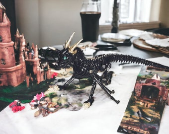 Gold Leaf Black Dragon Skeleton