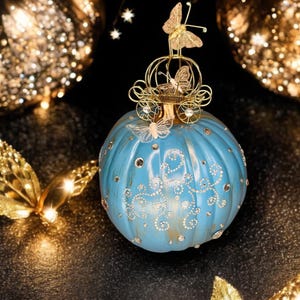 Gold and Turquoise Cinderella Pumpkin