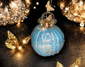 Gold and Turquoise Cinderella Pumpkin