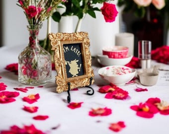I'm Late Rabbit/Alice in Wonderland Themed Gold Frame