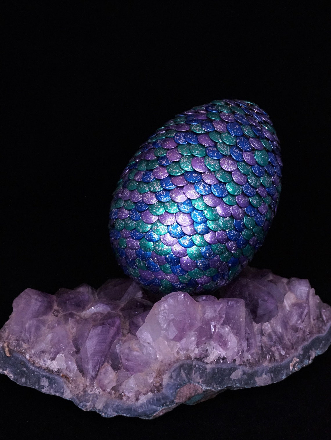 Blue Green and Purple Dragon Egg Decoration With Hand Etsy