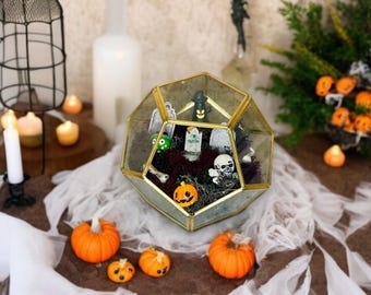 Spooky Graveyard Glass Octagon Terrarium