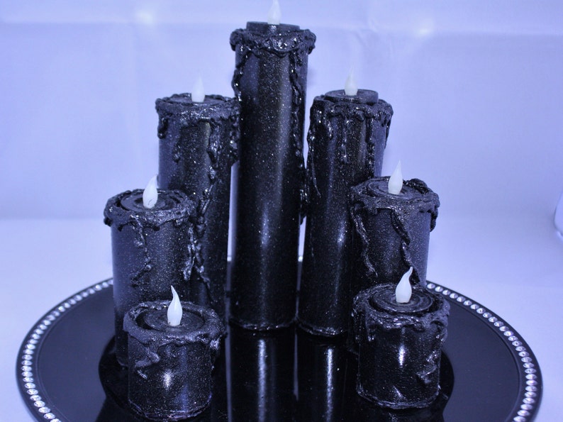 Black LED Flameless Candle Set Etsy