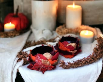 Orange Flower LED Flameless Candle Set