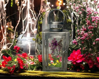 Pixie Den with LED Lights: Lantern with Miniature Garden