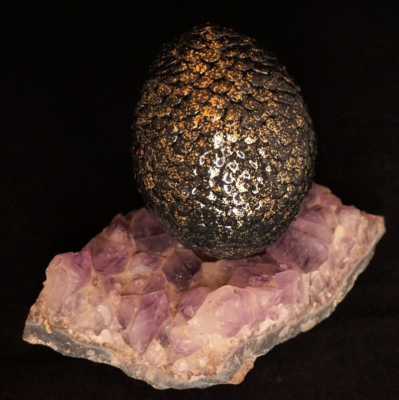 Black Dragon Egg Collectible With Hand Painted Metallic Finish Etsy