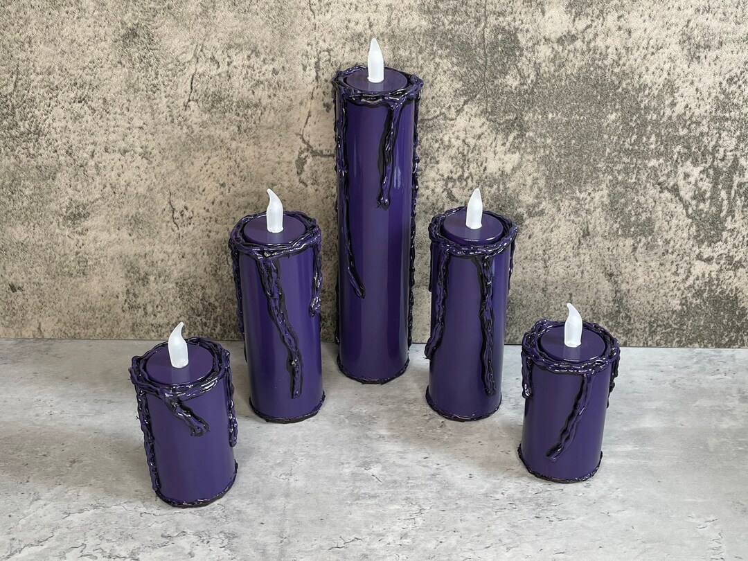 Purple LED Flameless Candle Set Etsy