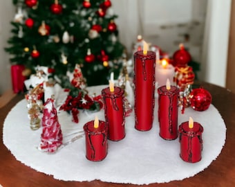 Red LED Flameless Candle Set
