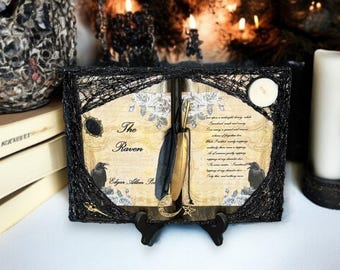 The Raven Edgar Allen Poe Themed Open Spell Book