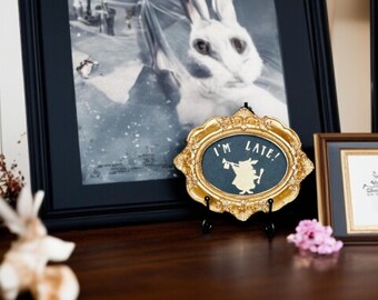 I'm Late Rabbit/Alice in Wonderland Themed Gold Frame