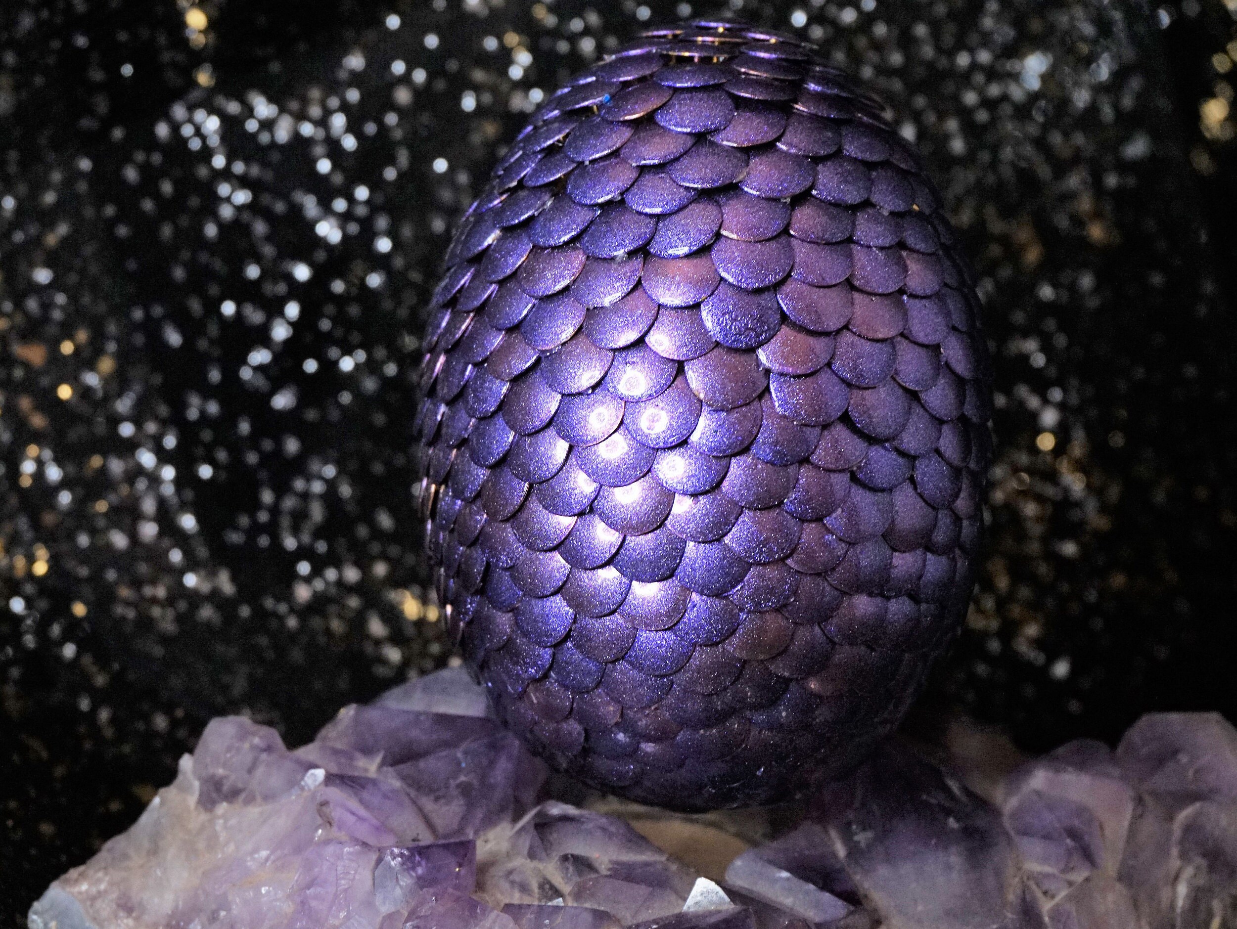 Purple Dragon Egg Collectible with Hand Painted Metallic Etsy
