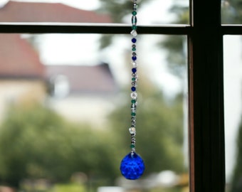 Blue Beaded Suncatcher