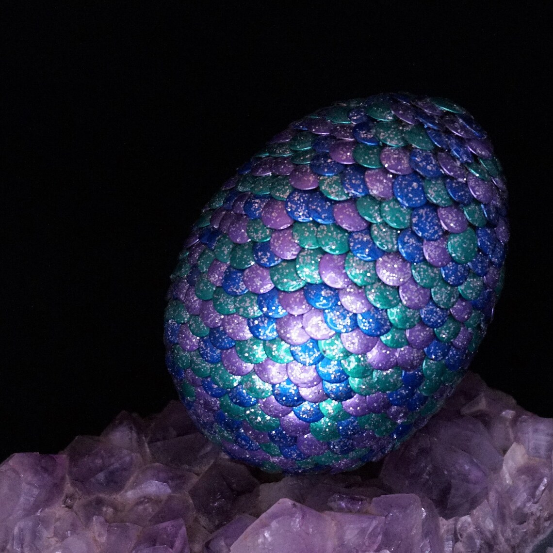 Blue Green and Purple Dragon Egg Decoration With Hand Etsy
