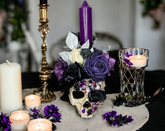 Purple Floral Skull Centerpiece