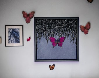 Fuchsia Butterfly Framed Art