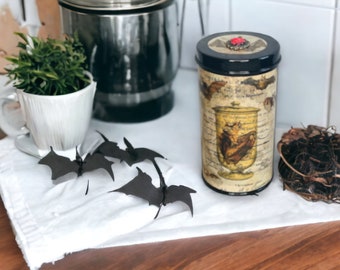 Black Bat Round Decorative Tea Tin/Storage Tin
