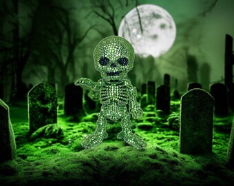 Green Rhinestone Alien Skeleton