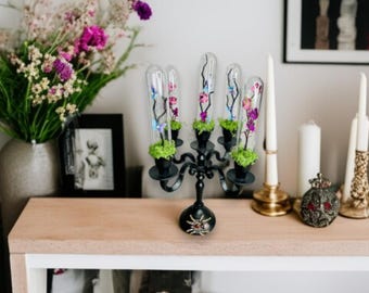 Gothic Floral Candelabra Centerpiece
